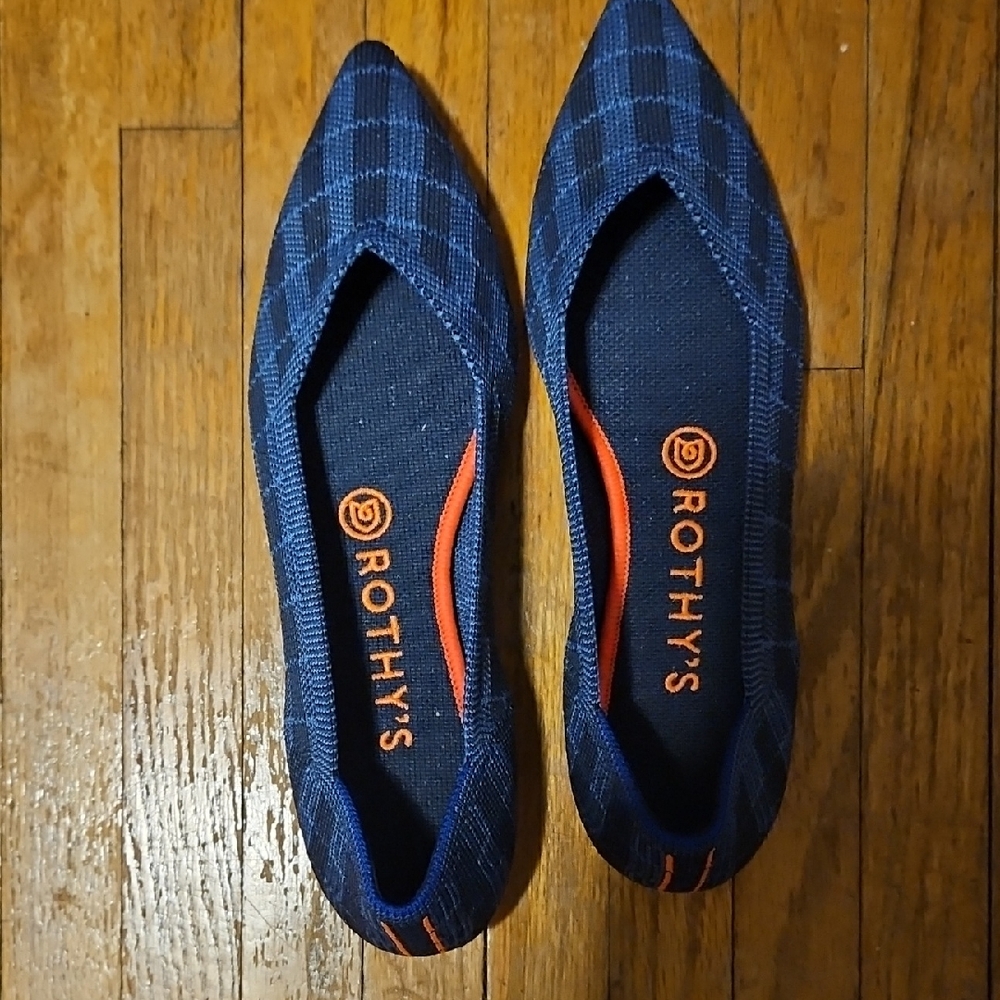 Rothy's Navy Checkered Flats